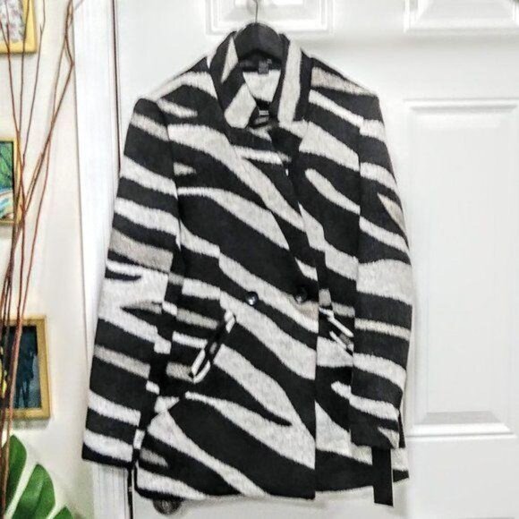 NWOT RD Style Zebra Polyester Wool Blend Coat Unlined S - Picture 9 of 9